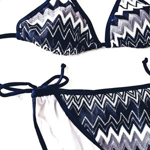 Xhilaration Knit Black White & Gray Bikini Size S